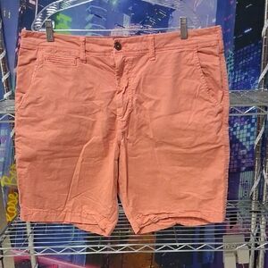 American Eagle Outfitters Men's Coral-Orange Cotton Chino Shorts